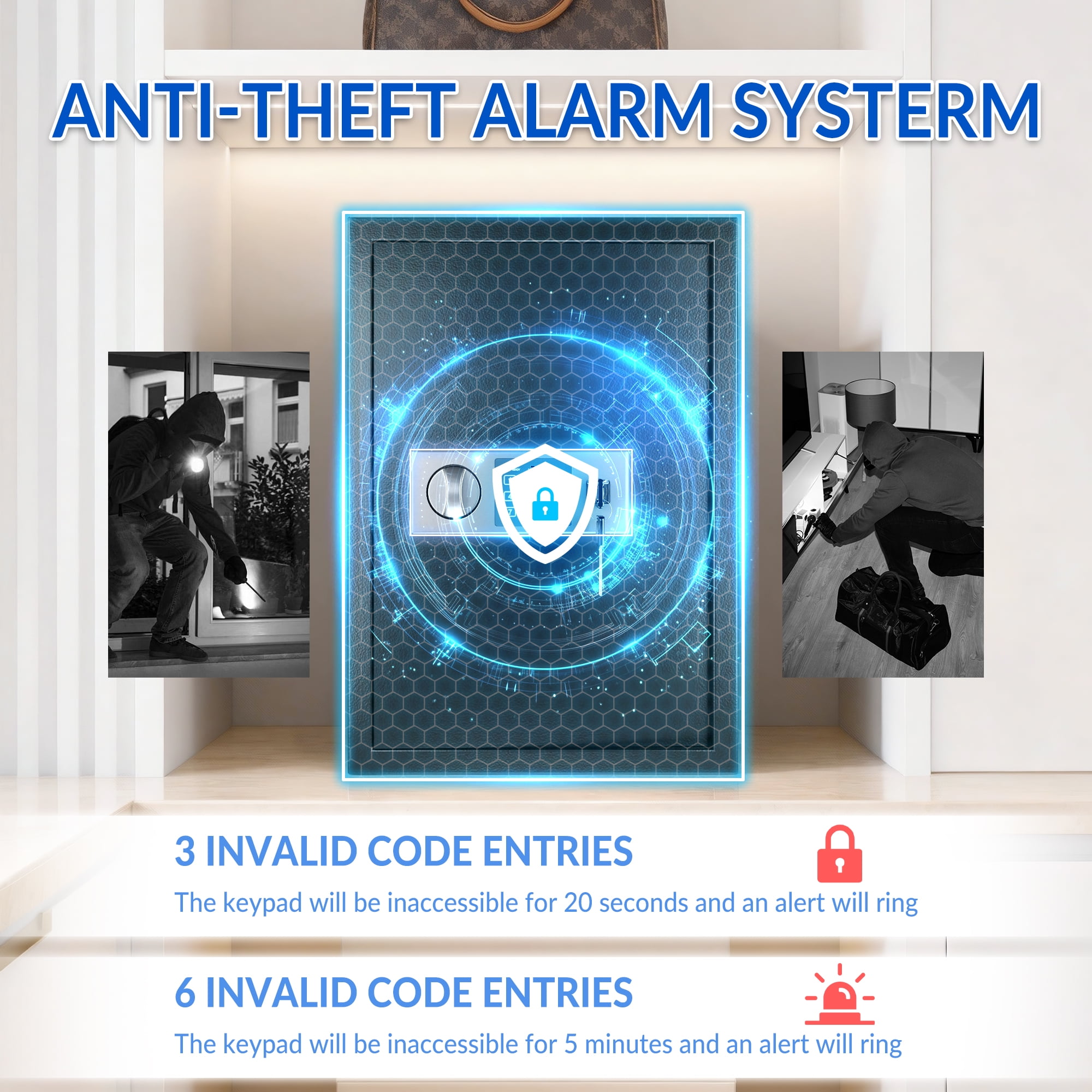 Elevon 1.9 Cu Ft Home Security Safe, Digital Lock Box for Cash, Jewelry, Files & Handguns, Ideal for Home, Office or Hotel Use