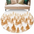 thumbnail image 2 of Burnt Orange Forest Large Round Rug 8 FT, Non Slip Living Room Area Carpet, Contemporary Silhouette Abstract Art Washable Soft Circle Rug Non-Shedding Floor Carpet for Bedroom Office Dining Room, 2 of 9