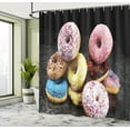 thumbnail image 4 of Ambesonne Donut Shower Curtain, Colorful Doughnuts on Dark, 69"Wx84"L, Pastel Yellow and Sky Blue, 4 of 4