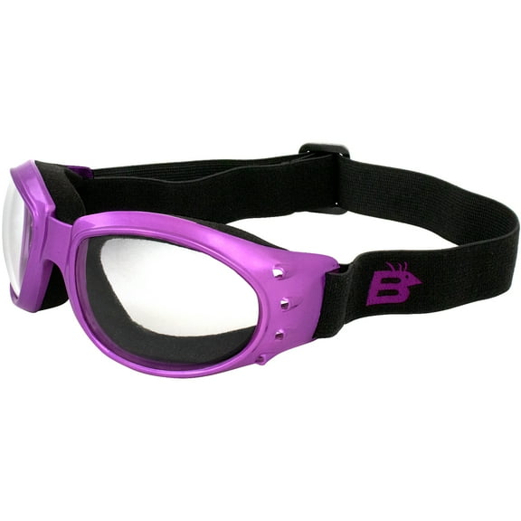 Birdz Eyewear Eagle Women's  Purple Airy Foam Padded Motorcycle Goggles Clear Lenses