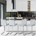 thumbnail image 4 of Lecut Bar Stools Set of 4, 25" Counter Height Bar Stools with Back and Footrest, Modern Leather Counter Stools, Armless Bar Chairs for Kitchen Island, Pub, Bar, 4 of 7