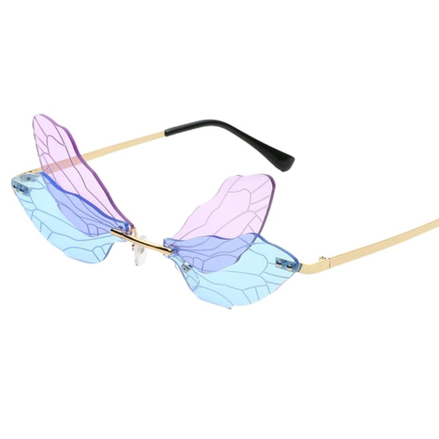 Gafas De Sol Con Alas De Libélula, Gafas De Sol Irregulares Sin Montura, Gafas De Sol Con Personalidad A La Moda, Gafas De Fiesta Para Mujer seitruly AP007338-03