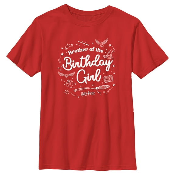 Boy's Harry Potter Birthday Girl Brother Graphic Tee Red Small