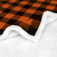 thumbnail image 3 of Buffalo Plaid Sherpa Blanket Throw Twin | Fuzzy Orange Checkered Flannel Fleece Blanket for Couch Bed | Fluffy Warm Soft Plush Microfiber Blanket | 60x80, 3 of 6
