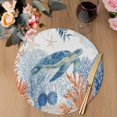 thumbnail image 3 of Sea Turtle Coastal Round 13 Inch Placemats Set of 8, Blue Red Summer Beach Coral Nautical HeatResistant Non Slip Place Mats for Dining Table, Wipeable Braided Kitchen Table Mats for Housewarming, 3 of 9