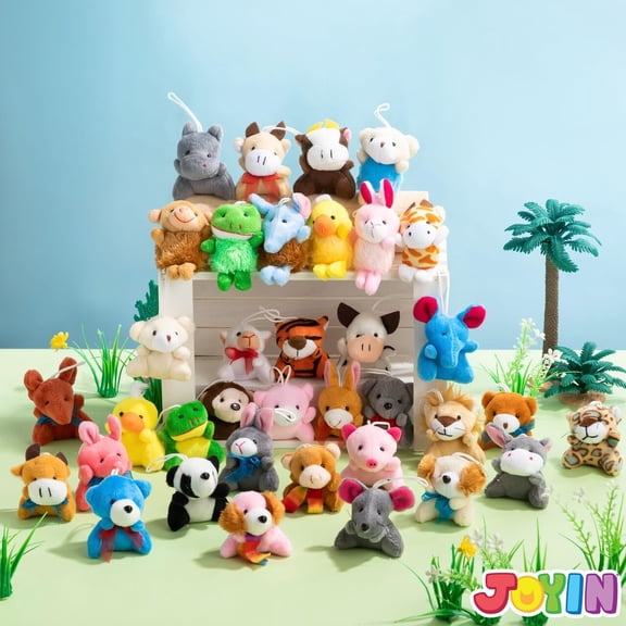 72 Pack Mini Animal Plush Toy Assortment (72 Units 3" Each),Bulk Stuffed Animals Party Favors for Kids, Small Animals Plush Keychain Decoration, Carnival Prizes, Valentines Party Favors