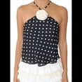 thumbnail image 2 of Camiseta Sin Mangas de Lunares Y2k para Mujer, Estilo Halter, Sin Mangas, con Cuello Halter, Camisola Sin Espalda y Decoración de Rosas. Negro M, 2 of 8