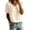 Khaki, variant on Staron Women Linen Eyelet V Neck Puff Sleeve Blouse Hollow Out Short Sleeve Casual Boho Vacation Beach Loose Tops, Blue XXL