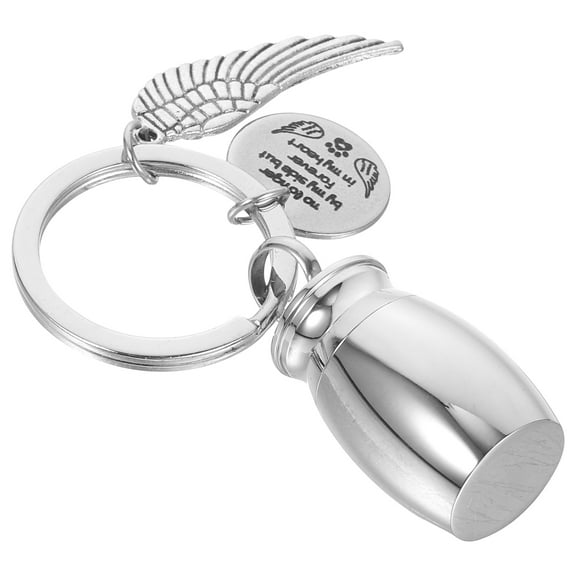 FOMIYES Small Cremation Urn Keychain for Ashes Stainless Steel Silver Color Keepsake Gift for Pet Lovers 0.5 inch
