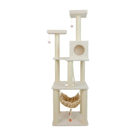 UPC: 0815481010246 | Armarkat 73-in real wood Cat Tree & Condo Scratching Post Tower  White