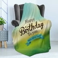 thumbnail image 4 of Birthday Soft Flannel Fleece Throw Blanket, Sincere Greeting Message on a Blurred Background Celebration Theme, Cozy Plush for Indoor and Outdoor Use, 60" x 80", Turquoise Green Yellow, by Ambesonne, 4 of 5