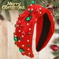 thumbnail image 3 of Christmas Headband for Women Pearl Knotted Headband Xmas Red Green Pearl Rhinestone Crystal Jeweled Hairband Red, 3 of 7