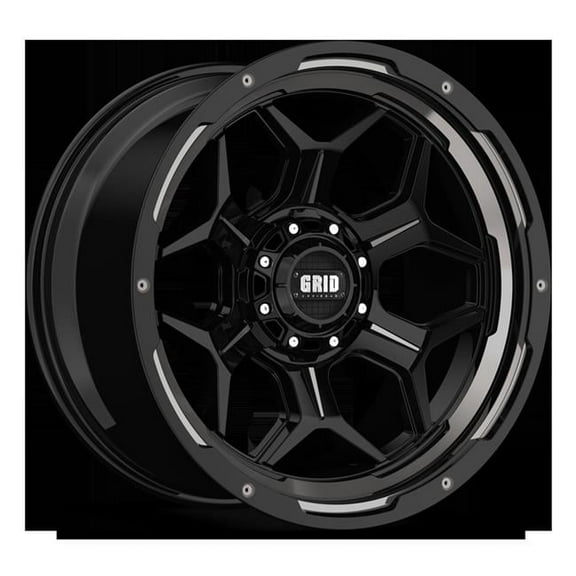 Grid Wheels F179237S18 17 x 9 in. 6 x 135 mm Bolt Pattern, -12 mm Offset & 108 mm Center Bore GD16 Series Gloss Black & Machined Wheel