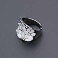 thumbnail image 3 of SPRING PARK Ladies Ring Flower Pattern Finger Decoration White Wedding Band Ring for New Year Gift Round Ring, 3 of 6