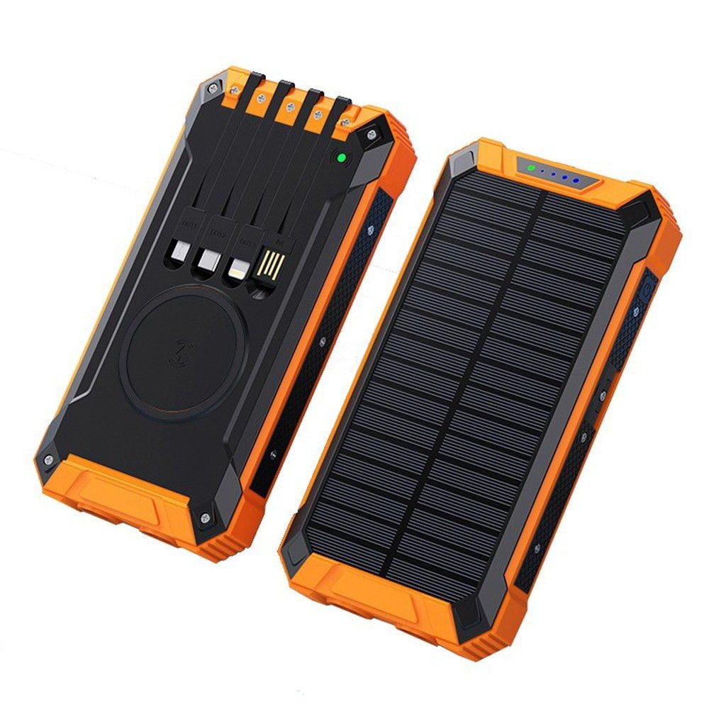 JRD Solar Wireless Power Bank 20000mAh with LED Flashlight Portable Phone Charger