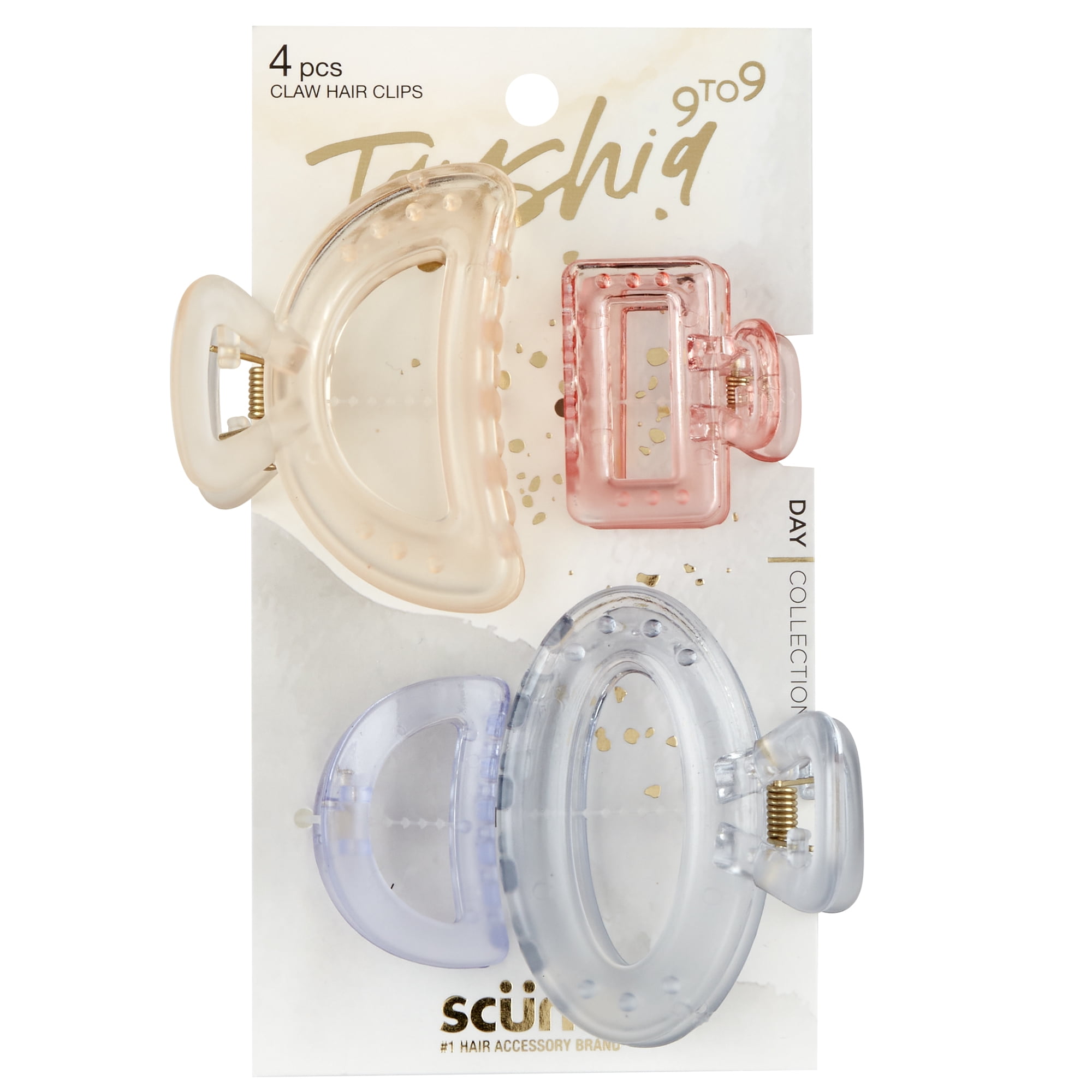 Tayshia by Scunci Cutout Claw Hair Clips, Assorted Shapes, Assorted Pastel Colors, 4ct