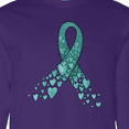 thumbnail image 4 of Inktastic Ovarian Cancer Awareness Teal Ribbon Made of Hearts Long Sleeve T-Shirt, 4 of 5
