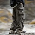 thumbnail image 6 of Male Summer Double Pleated Parachute Pants With Large Pockets Casual Outdoor Cargo Pants, 6 of 7