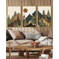 thumbnail image 3 of SHENIFY Set Sunrise Pine Tree Forest Nature Scenry Wilderness Landscape Mountain Wall Art 16x24in3pcs Natural Framed Farmhouse Rustic Modern Art Decorative for Living Room Bedroom, 3 of 5