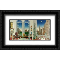 Manhattan Fantasy 2x Matted 22x15 Black Ornate Framed Art Print by Thomas McKnight