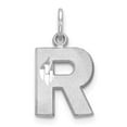 thumbnail image 1 of Diamond2Deal 14K White Gold Satin Diamond-Cut R Initial Charm for Women, 1 of 5