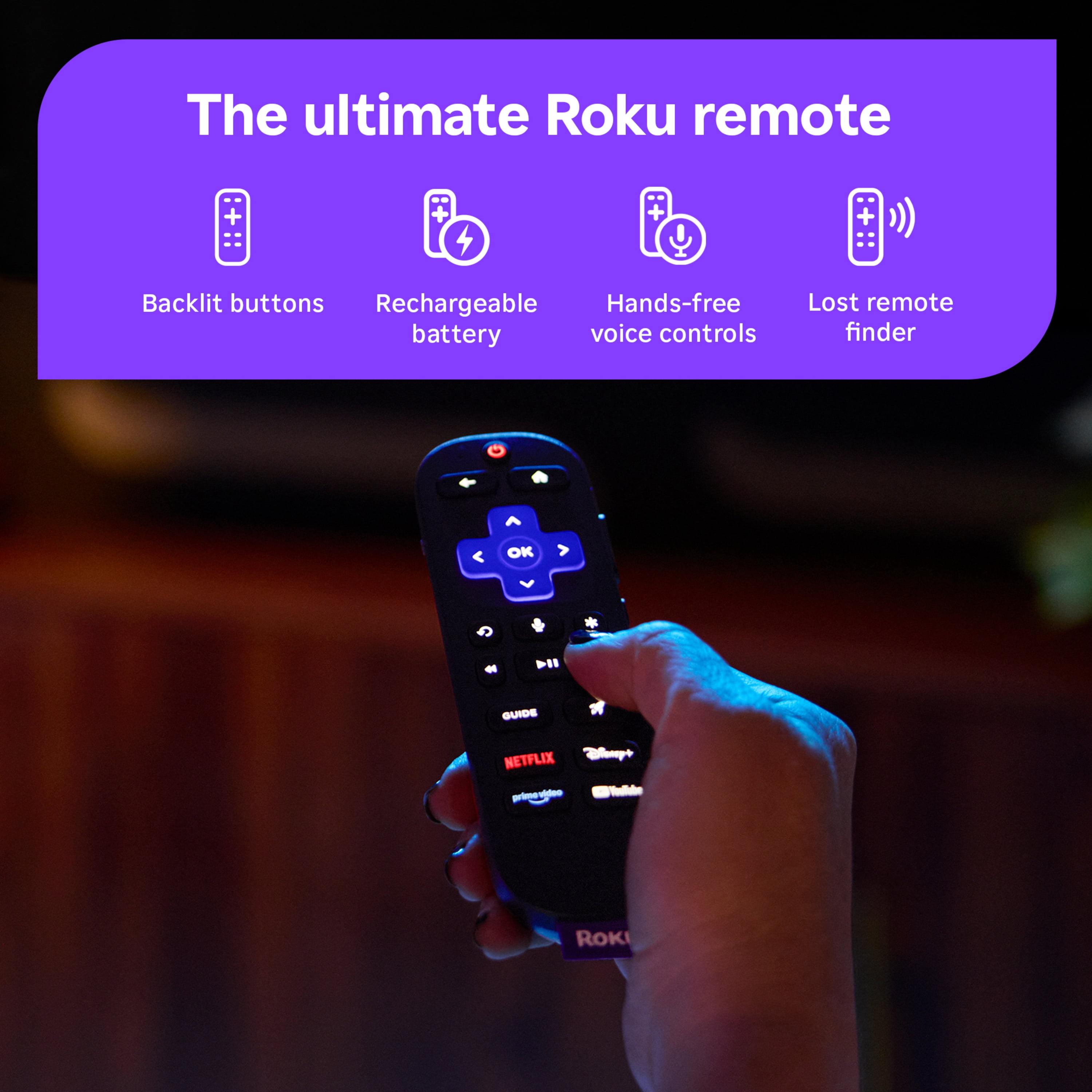 Roku Ultra | 4K/HDR10+/Dolby Vision & Atmos Streaming Device - Rechargeable Backlit Voice Remote – Free & Live TV
