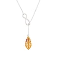 thumbnail image 2 of Delight Jewelry Acrylic Medium Leaf Orange Mixed Brown and Yellow Silver tone Elegant Infinity Lariat Necklace, 2 of 4