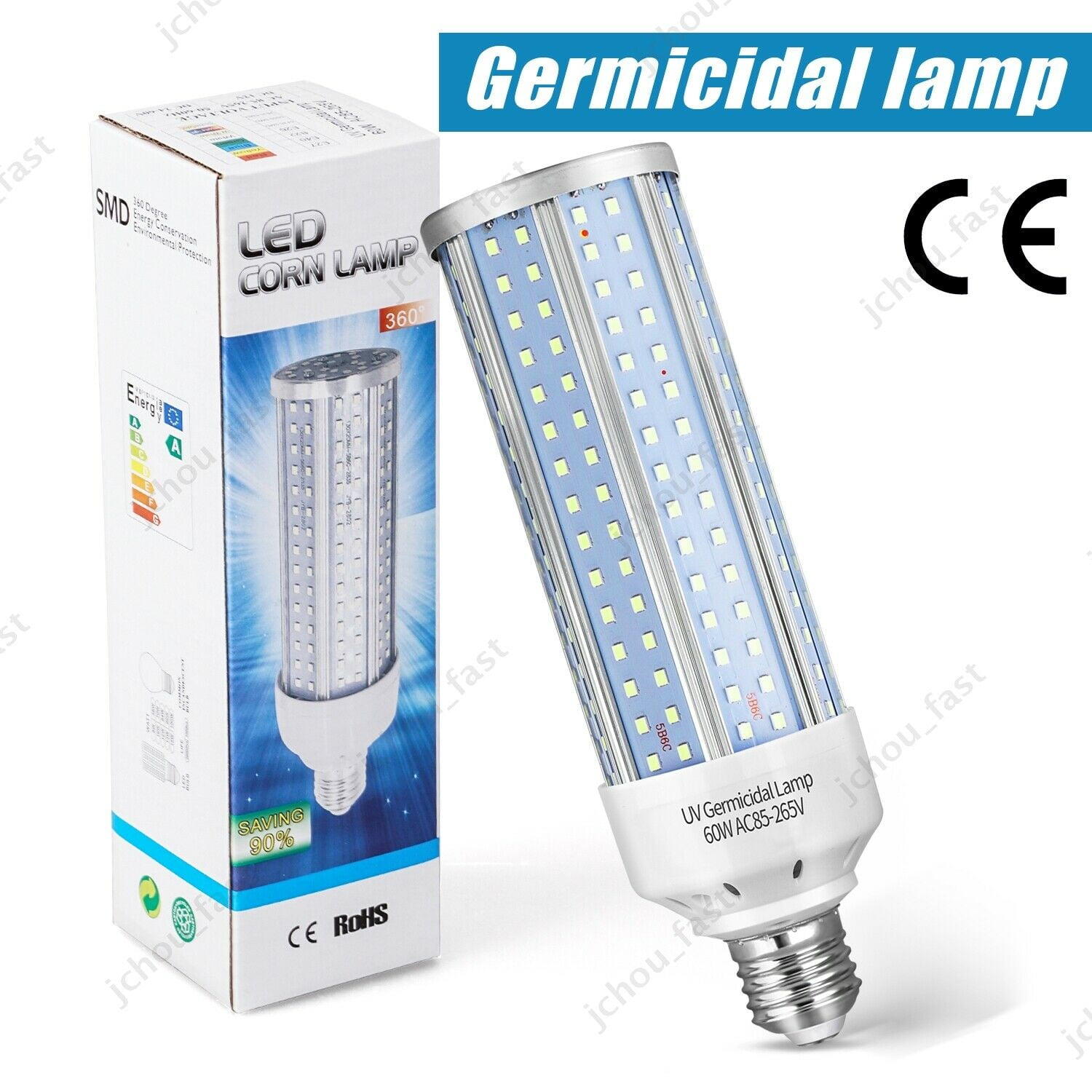 60W UV Germicidal Lamp LED UVC Bulb E27 Household Disinfection