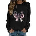 thumbnail image 3 of QATAINLAV Chandails contre le Cancer du Sein pour Femmes Manches Longues Ruban Rose Chandails à Enfiler Hauts Amples Décontractés Col Rond Chandails 2025 Tenues d'Automne Offres Prime Day Aujourd'hui 2025 Noir G, 3 of 5