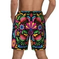 thumbnail image 4 of Haiem Colorful Floral Embroidery Mexican Mens Swim Trunks with Compression Liner 2 in 1 Swimming Shorts Stretch Swimwear Quick Dry,Board Shorts-XX-Large, 4 of 9