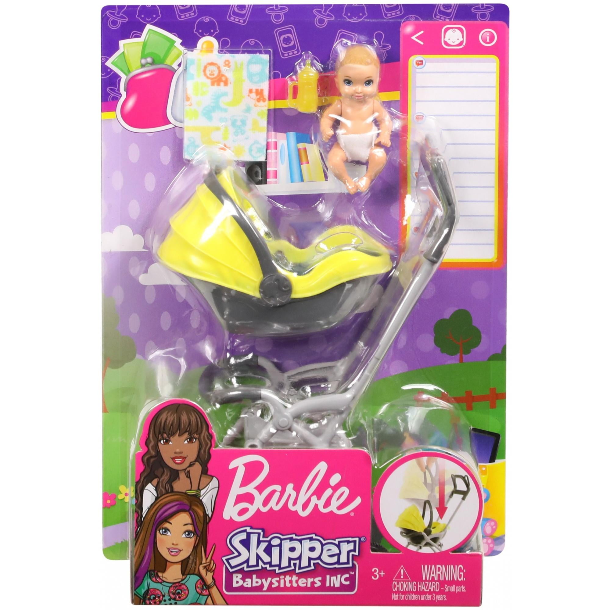 barbie skipper's babysitting stroller playset