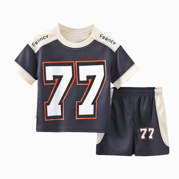 Leey-World Boys Outfit Sets Size 6 Boys 2 Piece Athletic Outfits Short Sleeve Sport T-shirt and Shorts Summer Casual Clothes for 6-12 Years Boys Outfit Sets Size 7-8(Blue,4-5 Years)