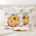 thumbnail image 3 of Autumn Pumpkin Outdoor Waterproof Pillow Covers, Fall Thanksgiving Sunflower Plaid Leaf Decorative Square Throw Pillowcase Sofa Cushion Sham for Patio/Couch/Chair, 24"x24" 2 Pack, 3 of 8