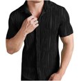 thumbnail image 2 of Xunlbb Short Sleeve for Men Mens Shirt Fashionable Men's Solid Color Striped Texture Short Sleeved Casual Shirt, S-3XL, 2 of 6