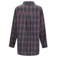 thumbnail image 6 of zaveiop Womens Casual Cuffed Long Sleeve Boyfriend Button Down Plaid Flannel Shirt Tops (Z1-Purple, S), 6 of 7
