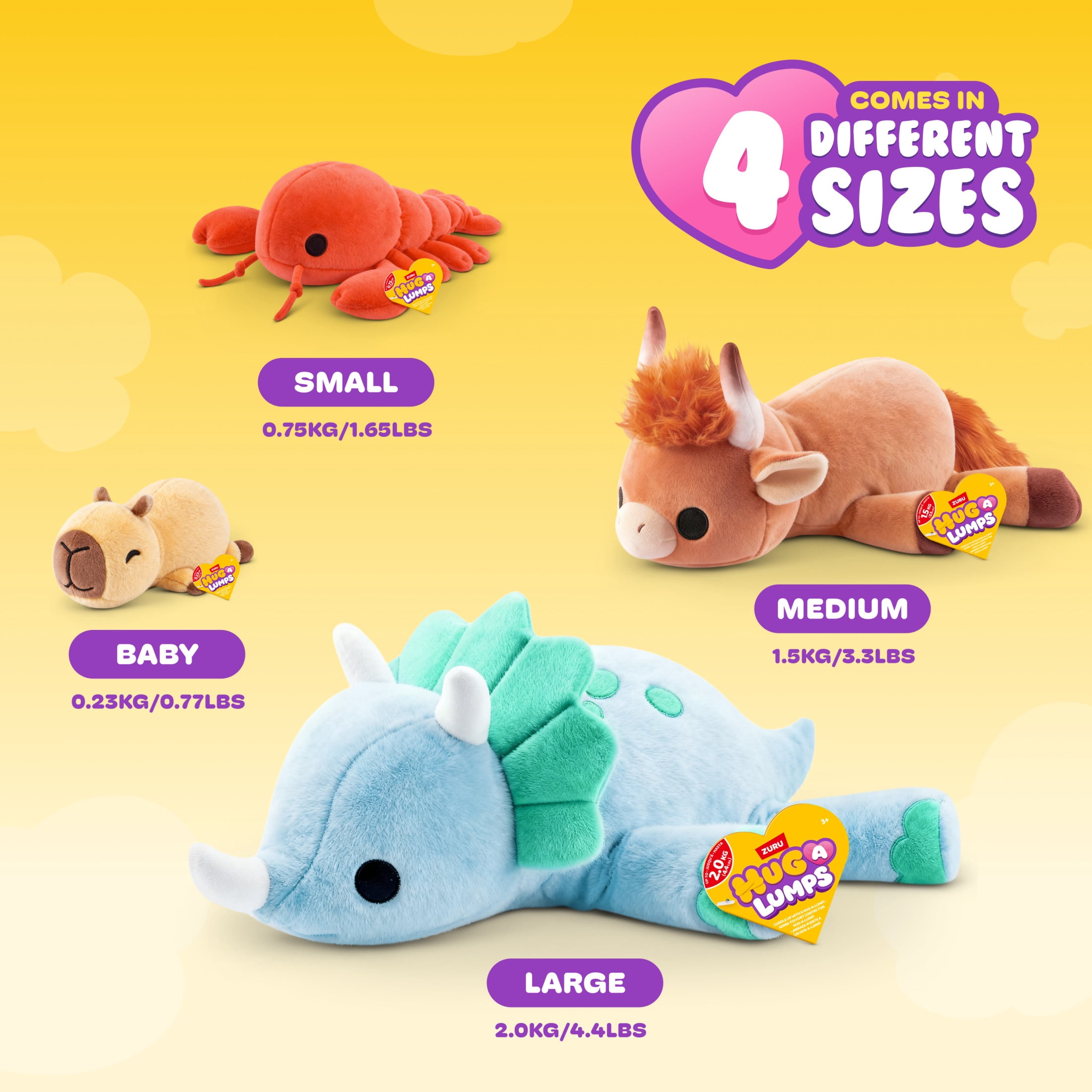 Hug a Lumps Small 1.65 lbs Lenny the Lobster Weighted Plush, Soft Stuffed Animal Toy by ZURU