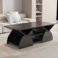 thumbnail image 3 of Modern Rectangular Coffee Table with 6 Storage Shelves - Black Engineered Wood, 3 of 10