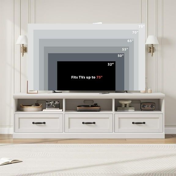 Luku Mid-Century Modern TV Stand for 75 Inch TV - Stylish 70" Entertainment Center with Storage Drawers