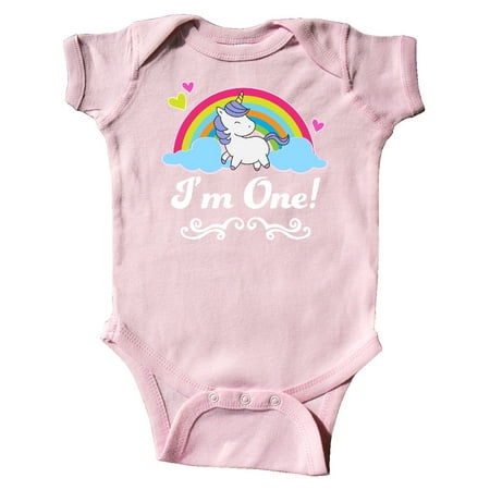 

Inktastic First Birthday Rainbow with Unicorn Gift Baby Girl Bodysuit