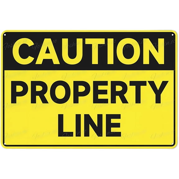 Metal Sign Caution Property Line - 8"x12" Aluminum Metal Warning Sign, UV Resistance Waterproof Easy To Install for House Business, Boundary Marker, Property Safety