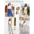 thumbnail image 3 of TEMOFON Womens Capri Pants Summer Linen Pants Women Wide Leg Waisted Drawstring Pants with Pockets Flowy Casual Pants S, 3 of 9