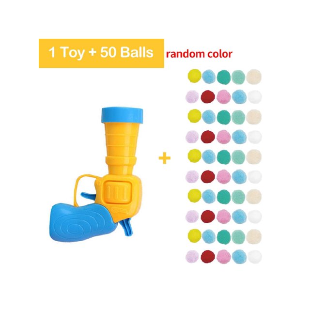 1pc Plush Ball Launcher Cat Interactive Toy And 30pcs Random Color Plush Balls