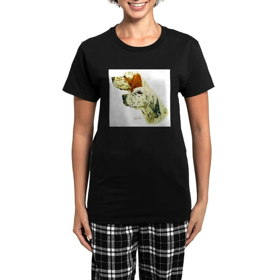 CafePress - English Setter Pajamas - Women's Short Sleeve Print T-Shirt and Pants Dark Cotton Pajama Set
