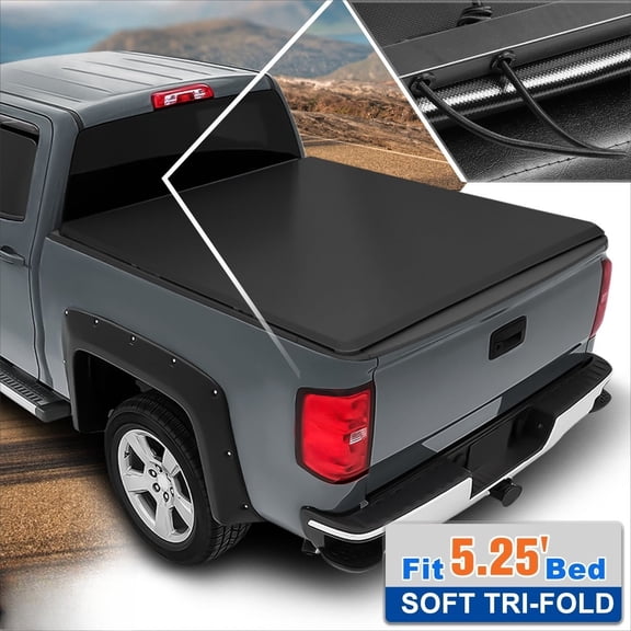 5.25ft Fleetside Bed Vinyl Soft Tri Fold Tonneau Cover Fit For Dodge Dakota 2000-2004