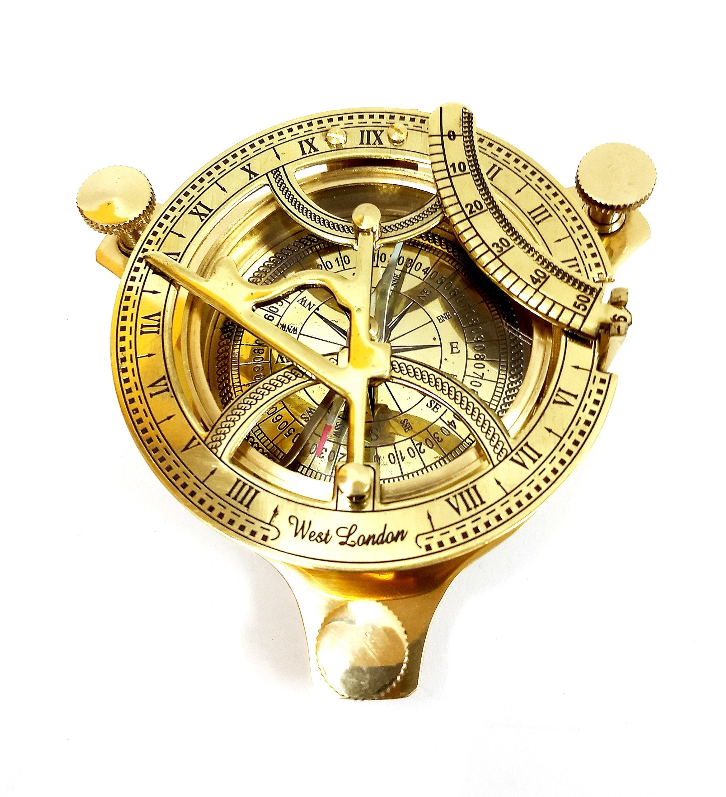 india overseas trading corp 4.5" brass sundial compass