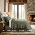thumbnail image 2 of EVERGRACE Stonewashed 100% Natural Cotton Waffle Quilt Set Queen Size 3 Pieces, Soft, Breathable & Substantial Bedding, Quilted Coverlet Bedspread with 2 Shams for All Seasons, Olive Green, 2 of 8