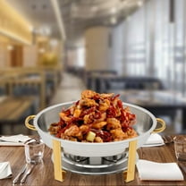 Miumaeov 5.5L/1.45Gal Stainless Steel Chafing Dish Buffet Set Oval Round Roll Top Chafer Food Warmer with Pans and Fuel Holders for Home Restaurant