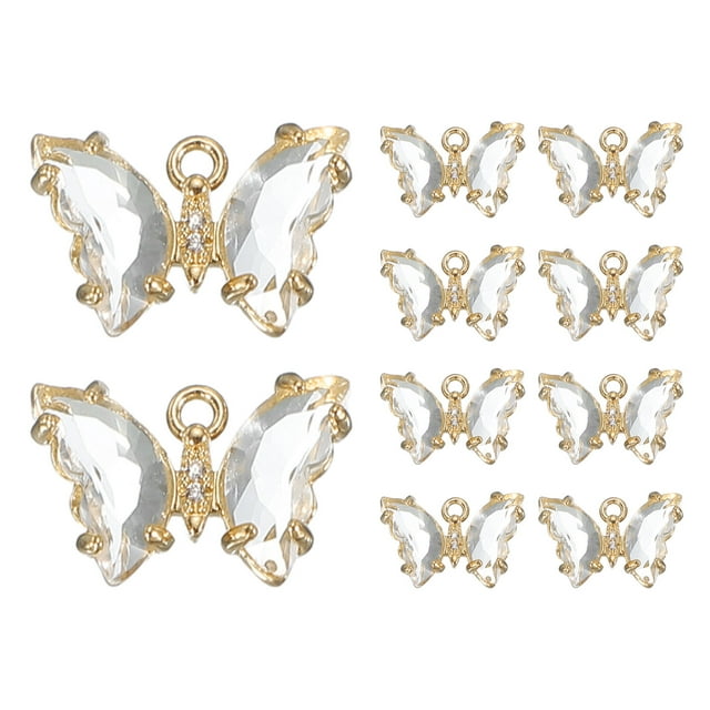 Uxcell 10Pcs Encanto de Mariposa de Rhinestone Cubic Zirconia Cristal Blanco