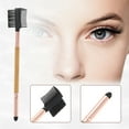 thumbnail image 4 of Unique Bargains 1 Pc Double Head Eyebrow Brush for Bathroom Travel Hotel Toilet Rose Gold Tone Wood Color, 4 of 7