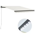 thumbnail image 1 of vidaXL Manual Retractable Awning with LED 300x250 cm Cream, 1 of 5